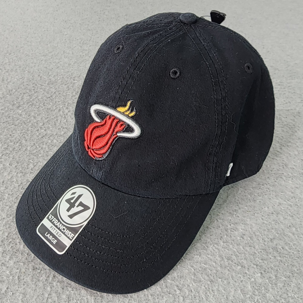 Miami Heat NBA Hat‎ Adult Large Black '47 Brand Franchise Fitted Cap